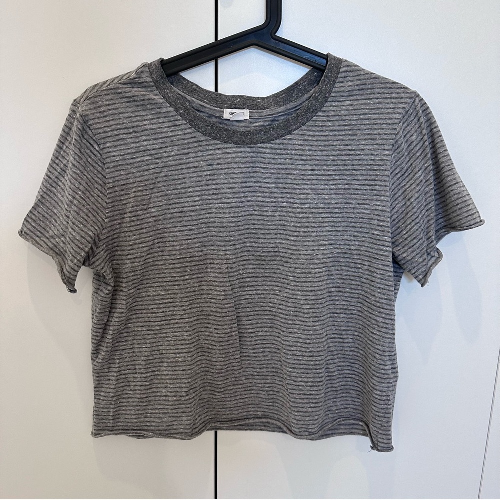 Garage Striped Gray Crop Top